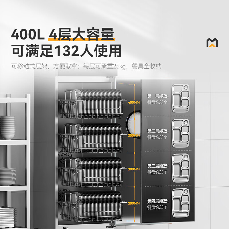 麥大廚智能電腦型單門(mén)單控4層熱風(fēng)循環(huán)高溫消毒柜1850W